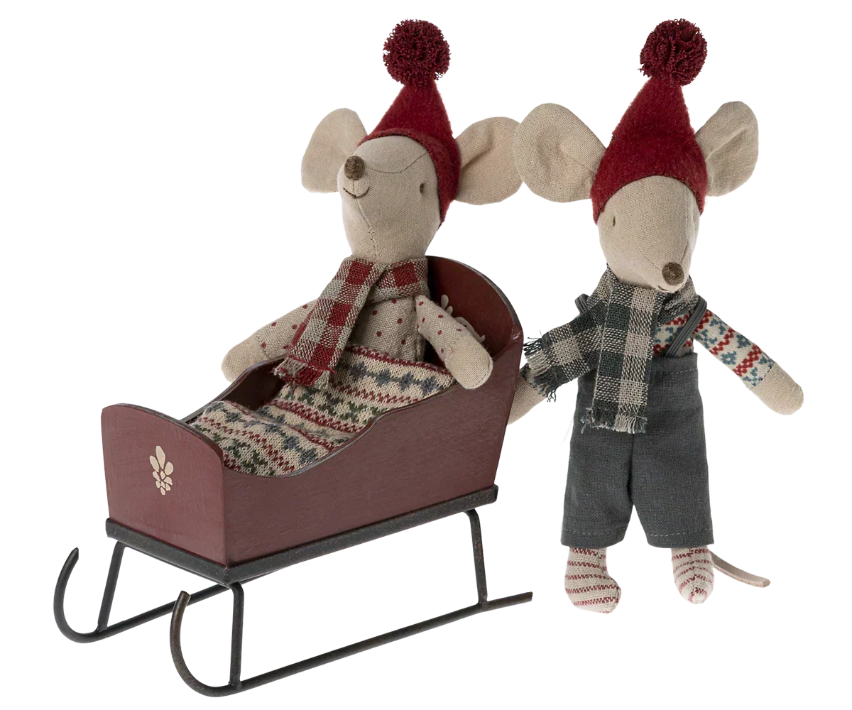 Maileg Sleigh, Mouse - Red