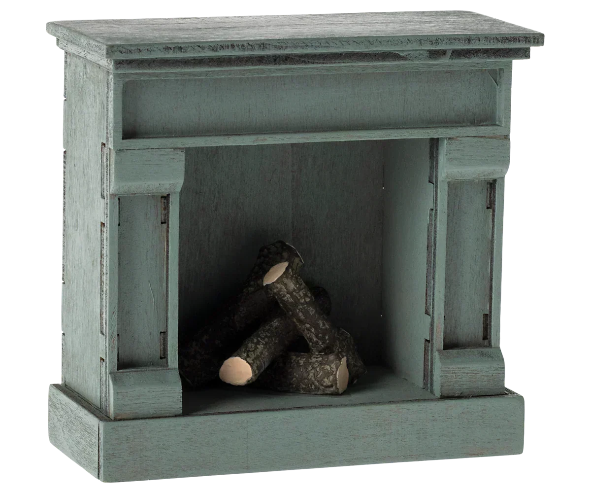 Maileg Fireplace, Mouse - Blue