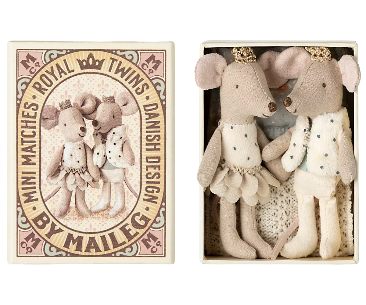 Maileg Royal Twins in Box Little Brother & Sister in Matchbox