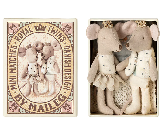 Maileg Royal Twins in Box Little Brother & Sister in Matchbox