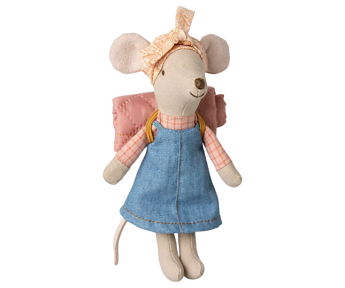 Maileg Hiker Mouse, Big Sister - Denim Jumper