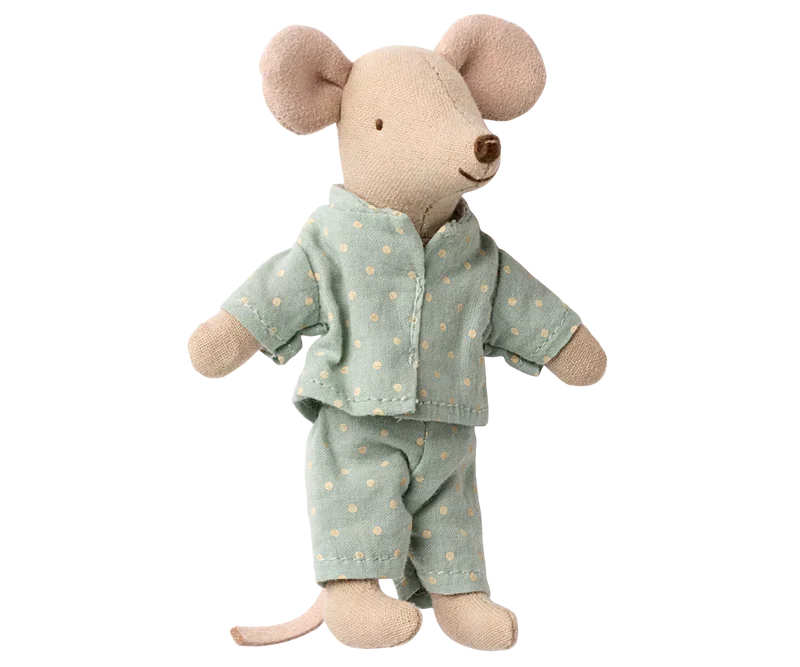 Maileg Princess Mouse, Little Brother in Matchbox - Dot PJ Set
